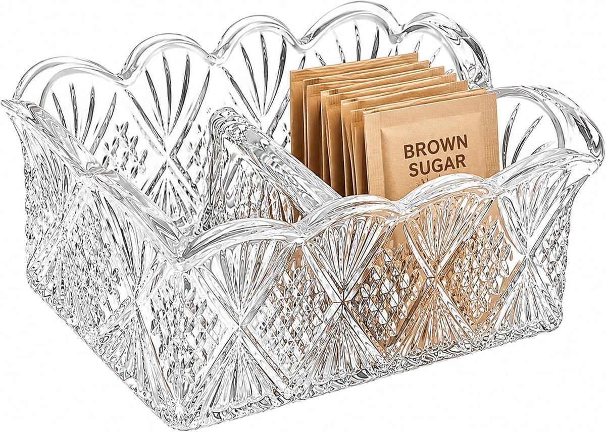 Crystal Sugar Packet Holder, Tea Bag and Sweetener Caddy