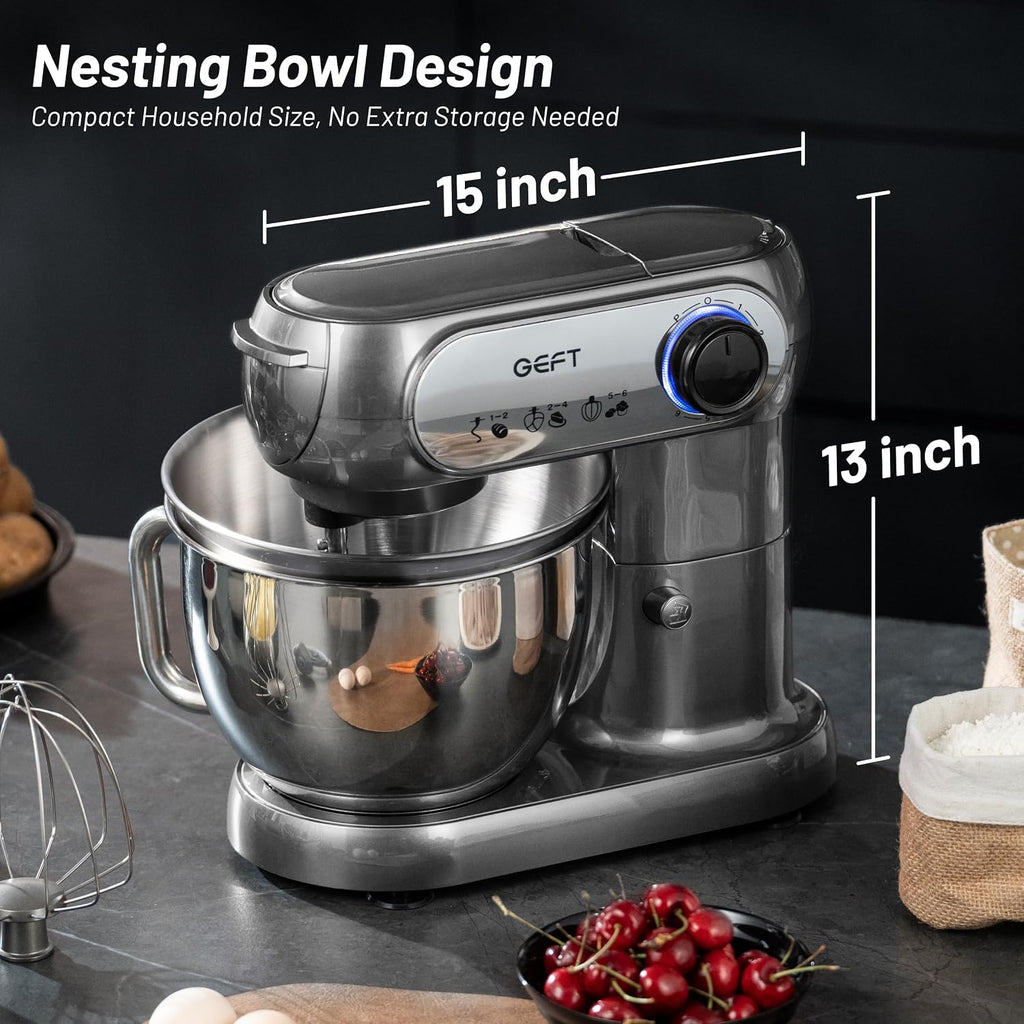 Stand Mixer, 3.5QT&6QT Bowls Mixers Kitchen Electric Stand Mixer Gray | 600W Tilt-Head Kitchen Mixer with Stainless