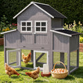 69.5" Large Chicken Coop with Run for 4-8 Chickens, Grey