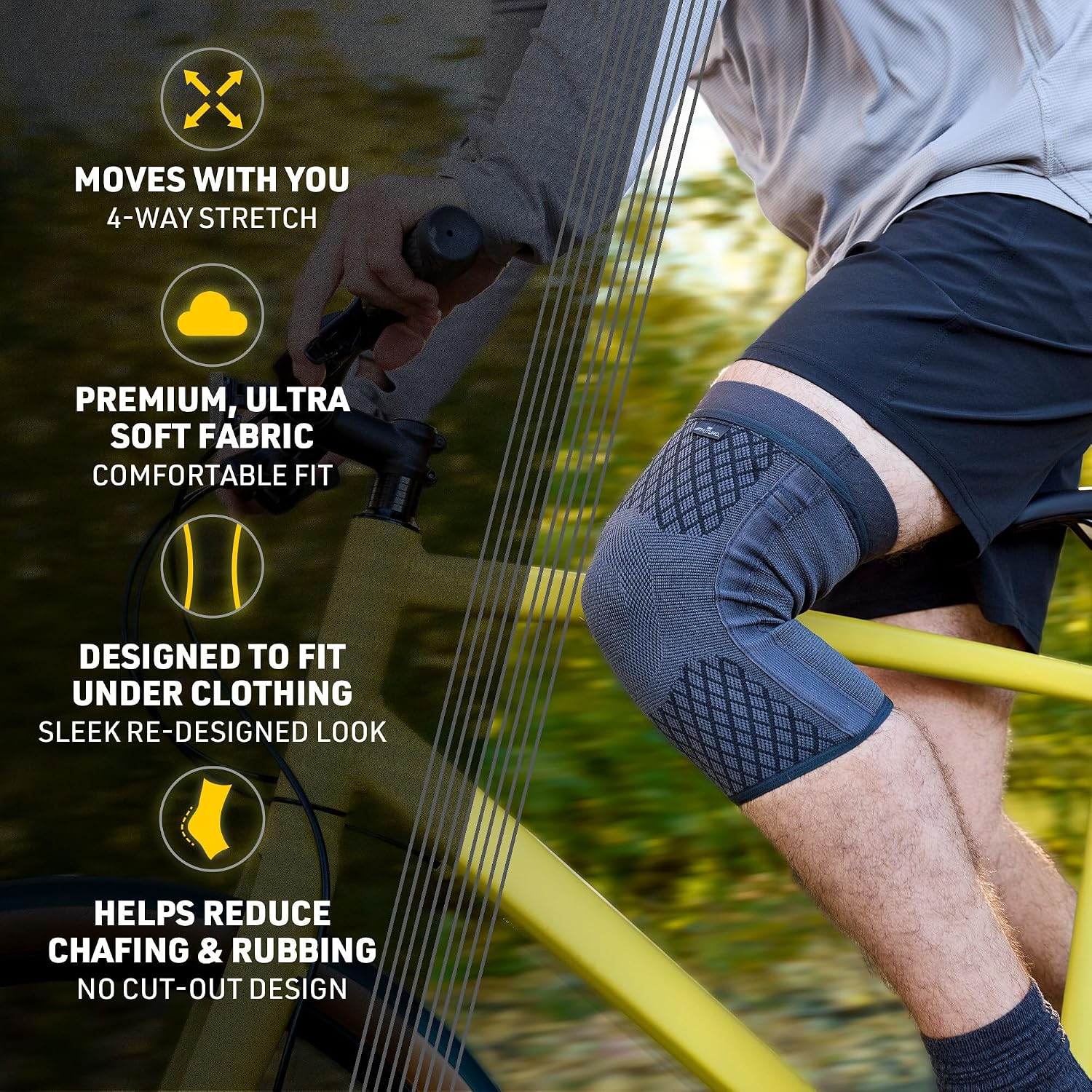 Premium Compression Knee Sleeve with Stabilizers, Removable Stabilizers, Advanced Customizable Compression Sleeve