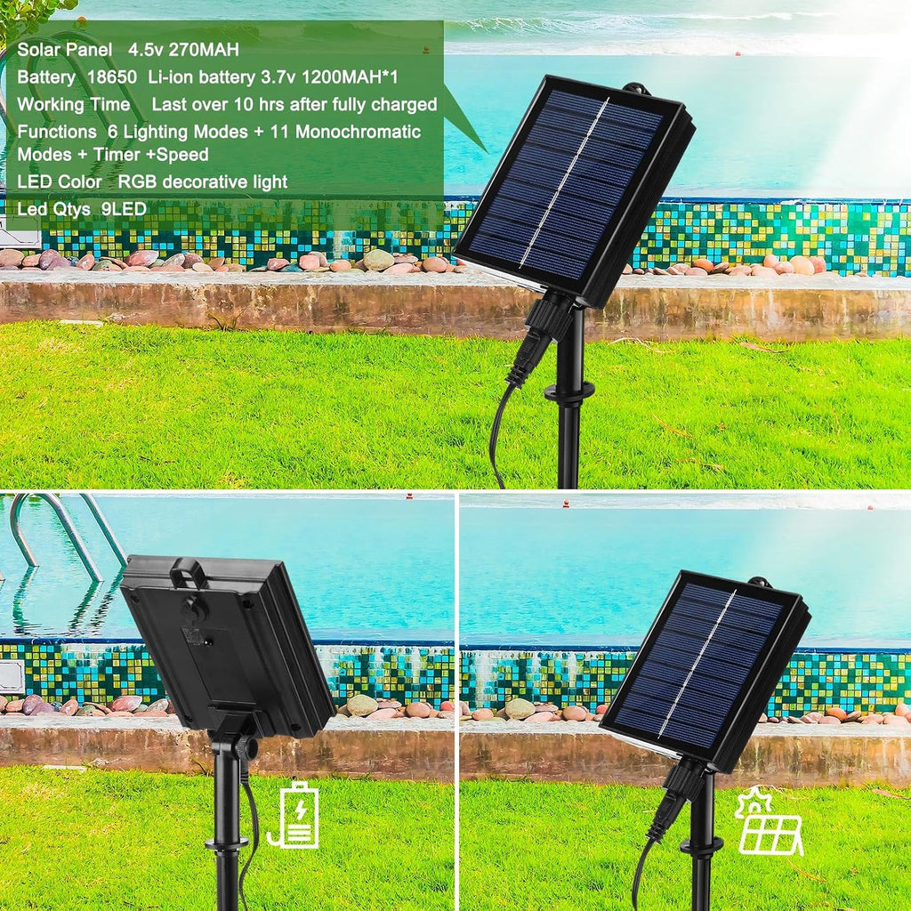 2026 Solar Pool Fountain for Above and Inground LED 360° Adjustable Fountain for Swimming Pool Sprayer Waterfall