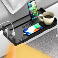 Bedside Shelf for Dorm Bunk Bed with USB Charging Port and 2 AC Outlets, Bedside Caddy, Attachable Bedside Table