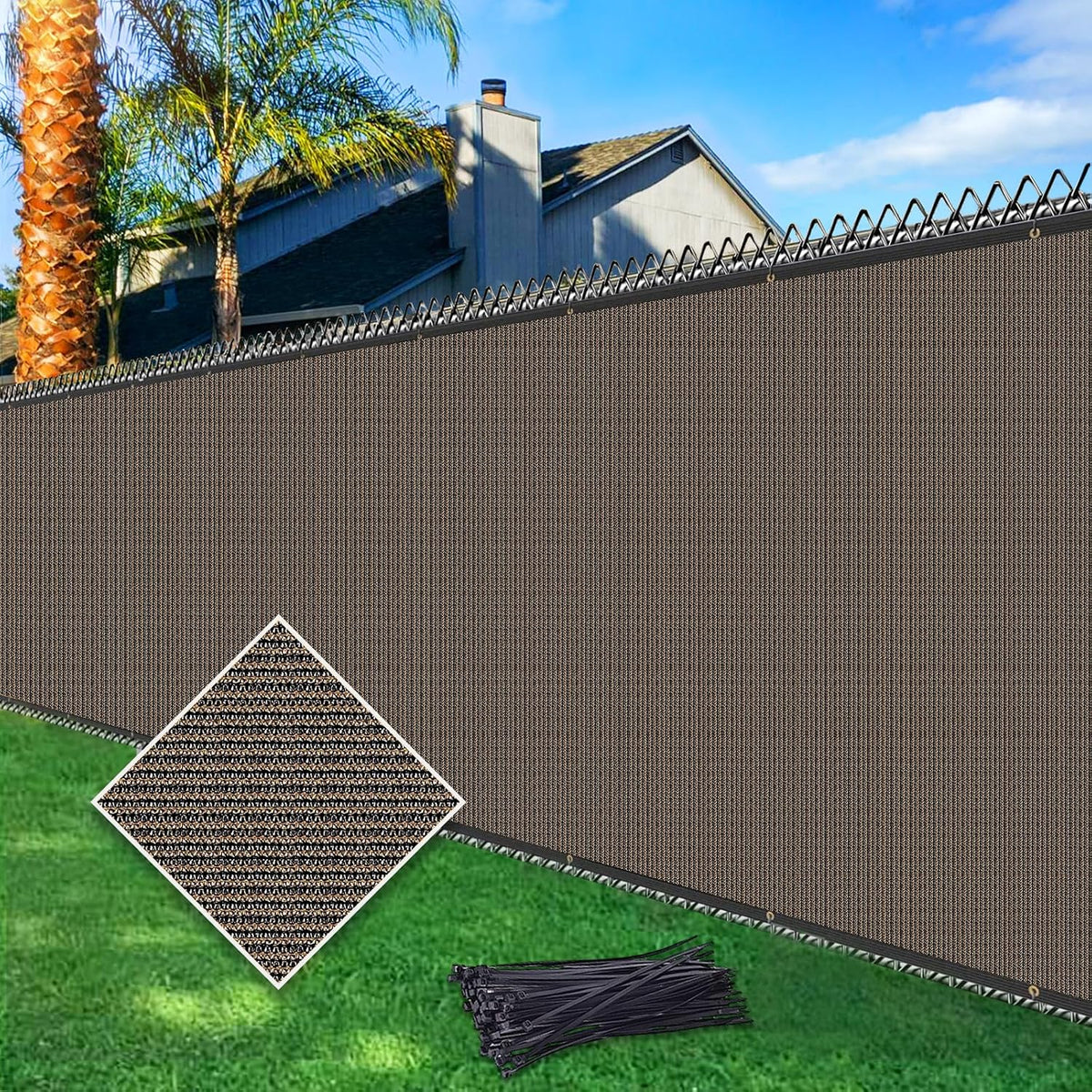 6ftx25ft Privacy Fence Screen Heavy Duty 170 GSM Windscreen & Dustproof Fabric Privacy Screen Covering Mesh Fencing