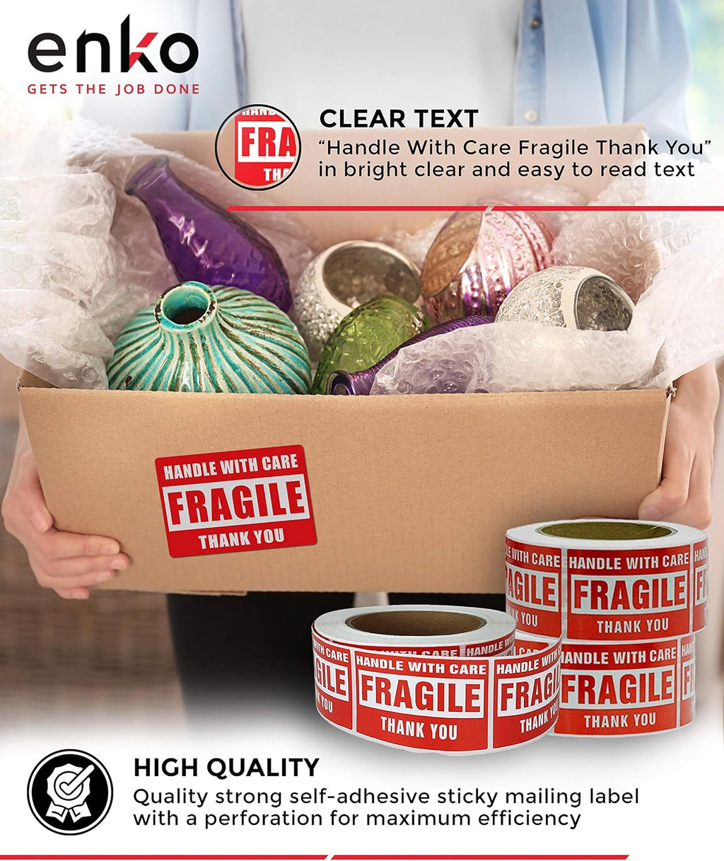 1 Roll 3 x 5 in Large Fragile Stickers for Moving and Shipping