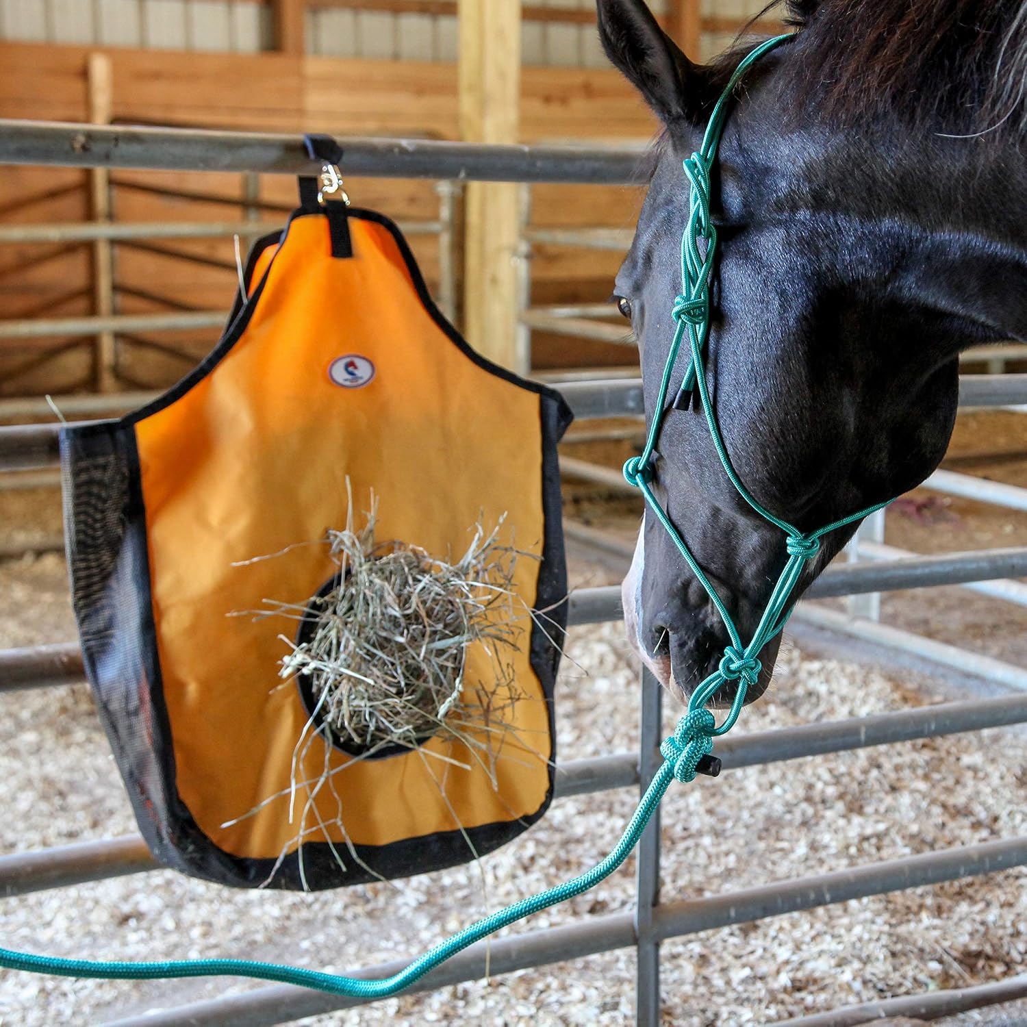 1200 D Hay Feeder Tote Bag for Horses, Sheep with Reflective Trim- Reduces Waste - Comes with 36” Hay Net. (Turquoise)