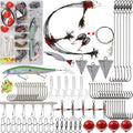 Saltwater Fishing Tackle Kit,131pcs Surf Fishing Gear with Saltwater Fishing Lures Fish Finder Rigs Pyramid Sinkers