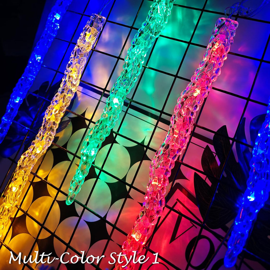 21.7 FT Icicle Lights, 60 LED Twinkle Icicle String Lights with 12Tube | Multicolour Christmas Light with 11 Modes