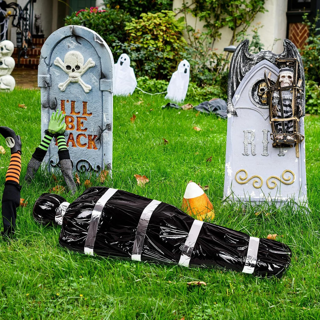 5ft Life-Size Hanging Corpse Body Prop, Scary Fake Corpse in Bag, Inflatable Hanging Dead Body, Indoor Outdoor