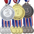 18 Award Medals, 2 Inch Gold, Silver and Bronze Prizes for Winners | 1st 2nd 3rd Place Medals with Neck Ribbon, Ideal