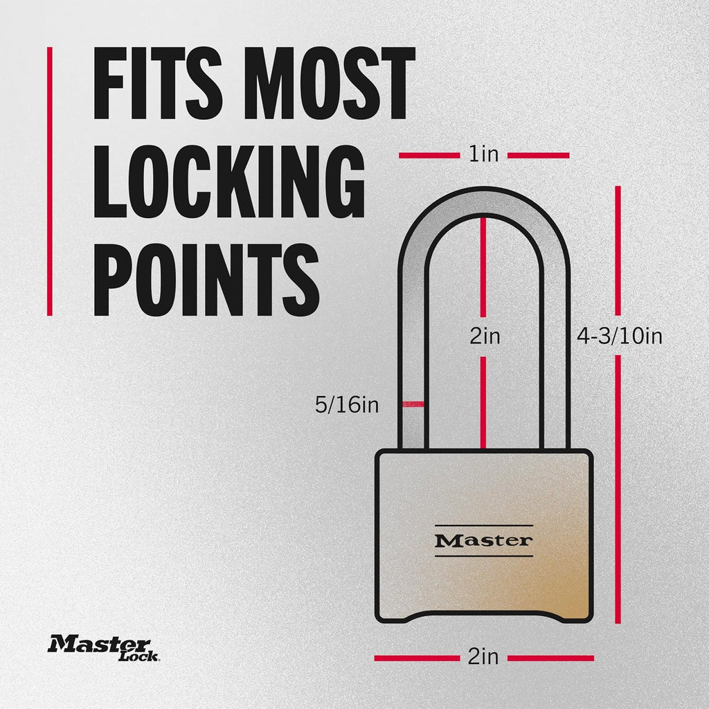 Combination Padlock Outdoor Brass Long Shackle 2-Pack 175LHEC2 | Outdoor Combination Lock For Gates, Sheds, Fences