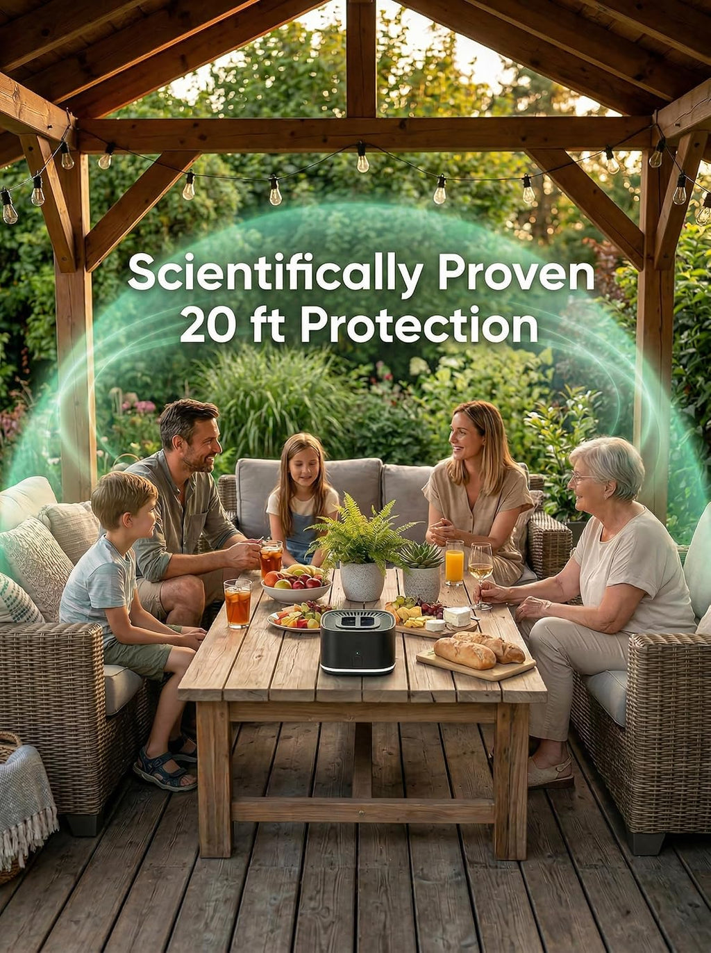 Rechargeable Mosquito Repellent Outdoor Patio, 2 Refills | Electronic Bug Repellent Outdoor Device | 20 ft Coverage