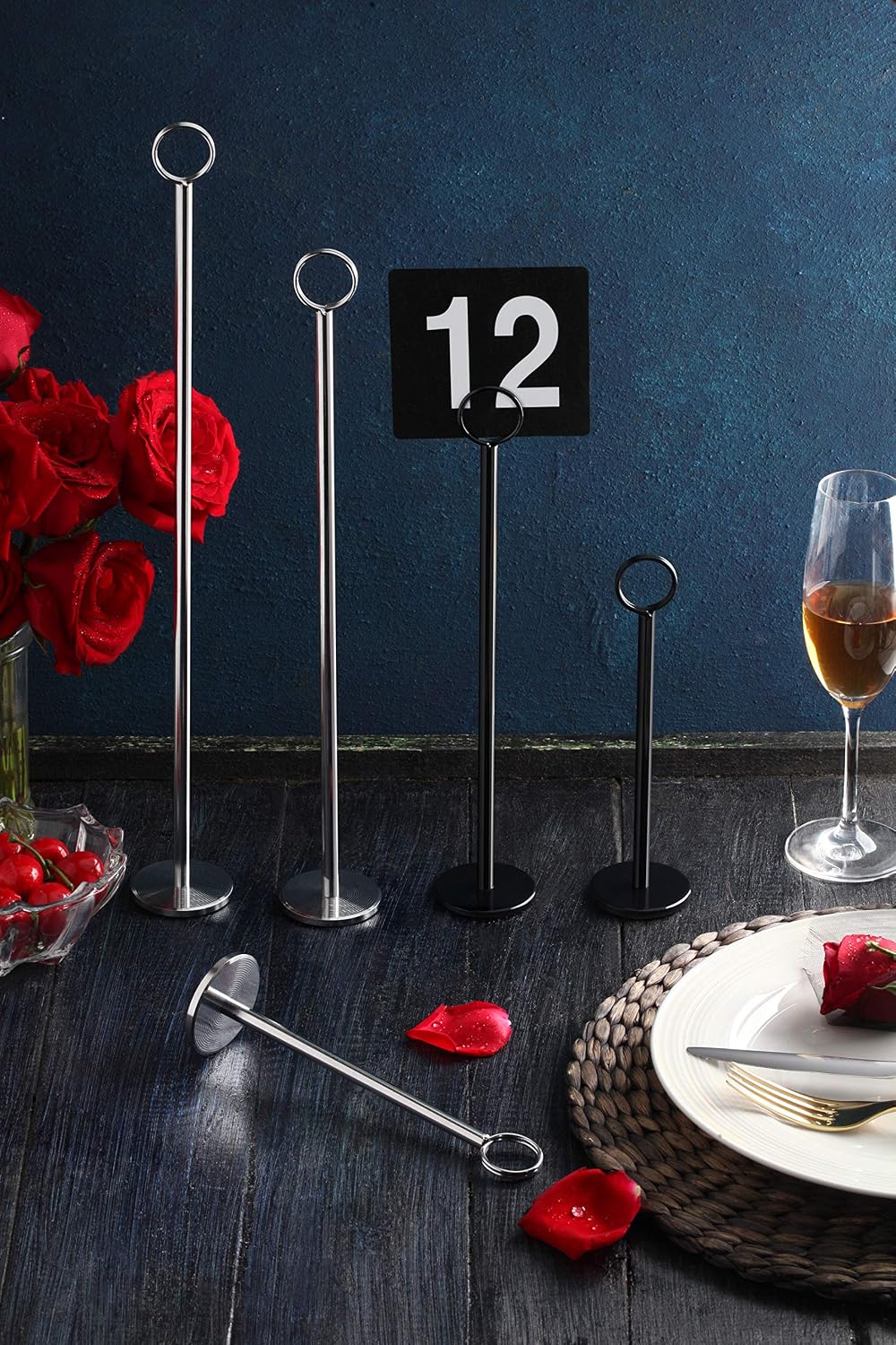 23206 Plastic Double Sided Table Numbers, 1-50, 4-Inch by 4-Inch, Light Grey on Black