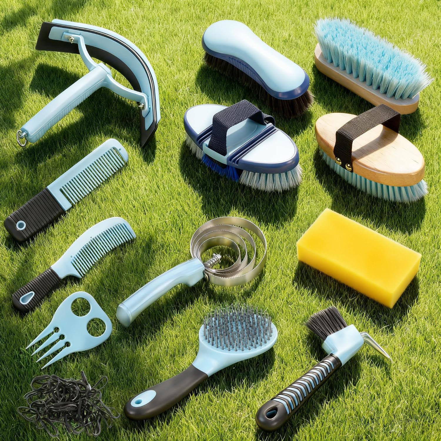 Horse Grooming Kit, 14-in-1 Professional Horse Brush Supplies Set for Grooming & Care, with Horse Brushes, Curry