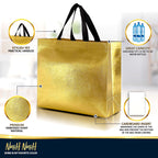 Bulk Set of 60 Reusable Large Gold Gift Bags with Handles
