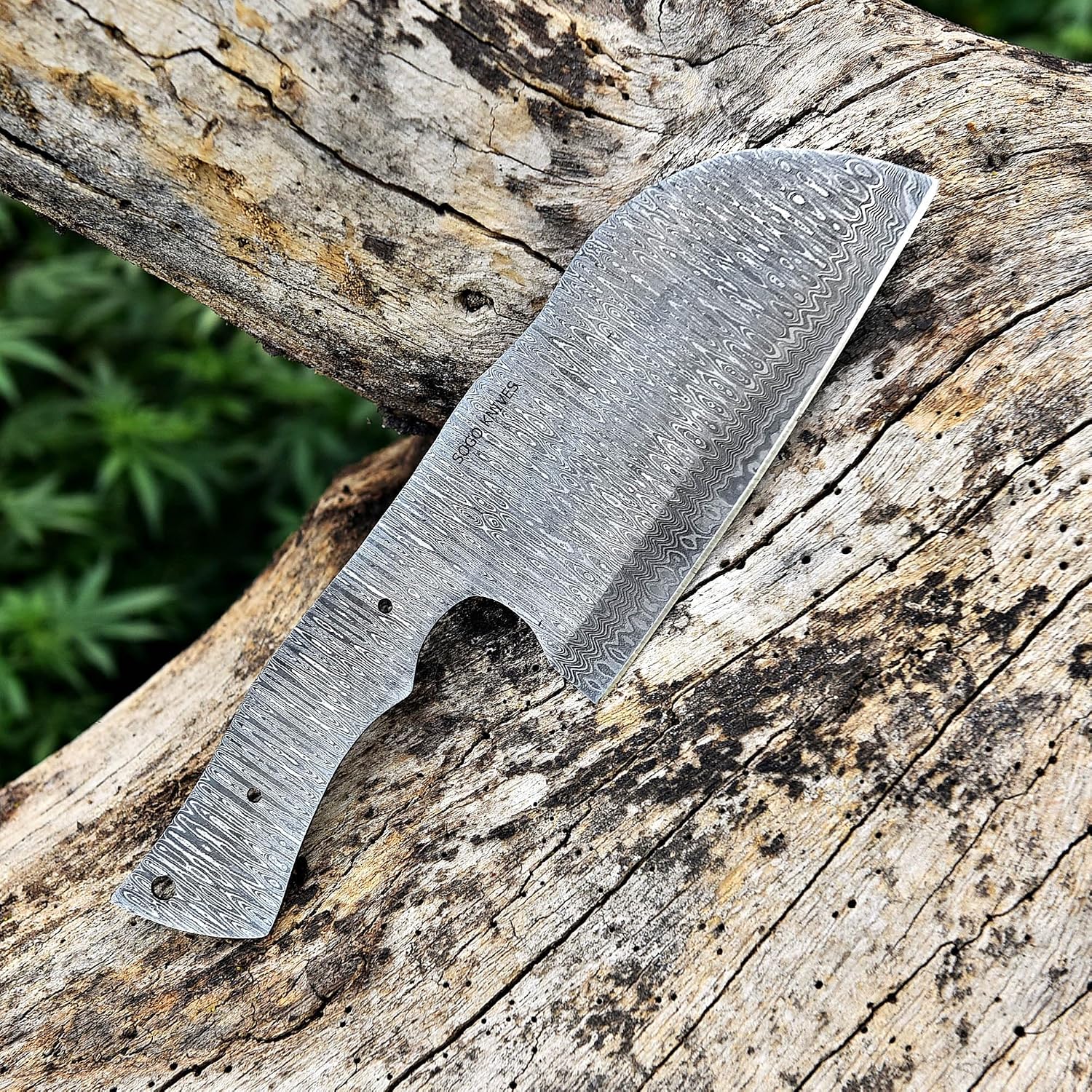Damascus Knife Making Kit - DIY Handmade Knife Set Includes Meat Cleaver Blank, Steel Blade, Pins, Handle Scales and