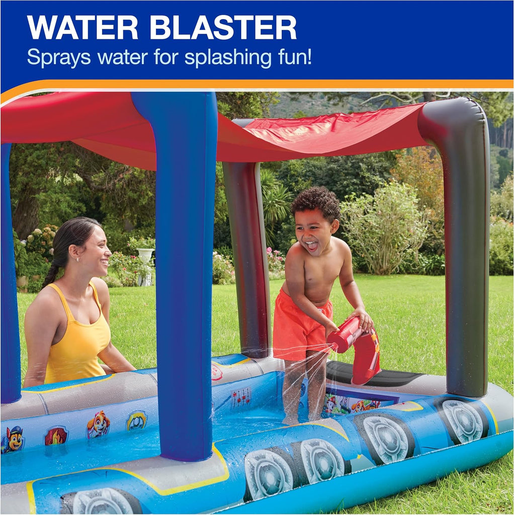Paw Patrol Deluxe Inflatable Pool, Above Ground Pool with Canopy and Fast Inflation for Kids Aged 3 & Up