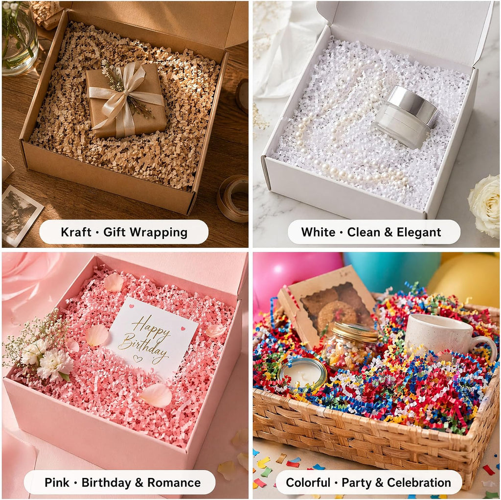 Crinkle Paper Filler-2LB Colorful-Shredded Paper for Gift Baskets & Boxes