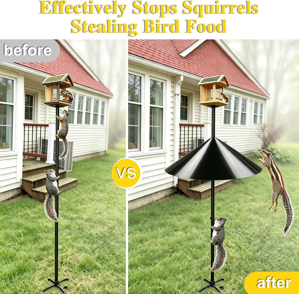19 Inch Wide Black Squirrel Baffle for Bird Feeder Pole,Squirrel Proof for Outdoor Pole Mount Bird House Guard for