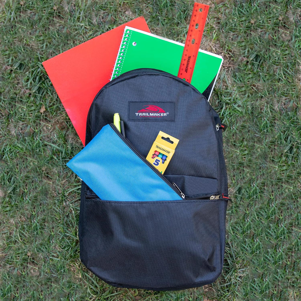 Backpack with School Supplies for Kids - 20 Piece Back to School Supplies with 17" Backpack (Black)
