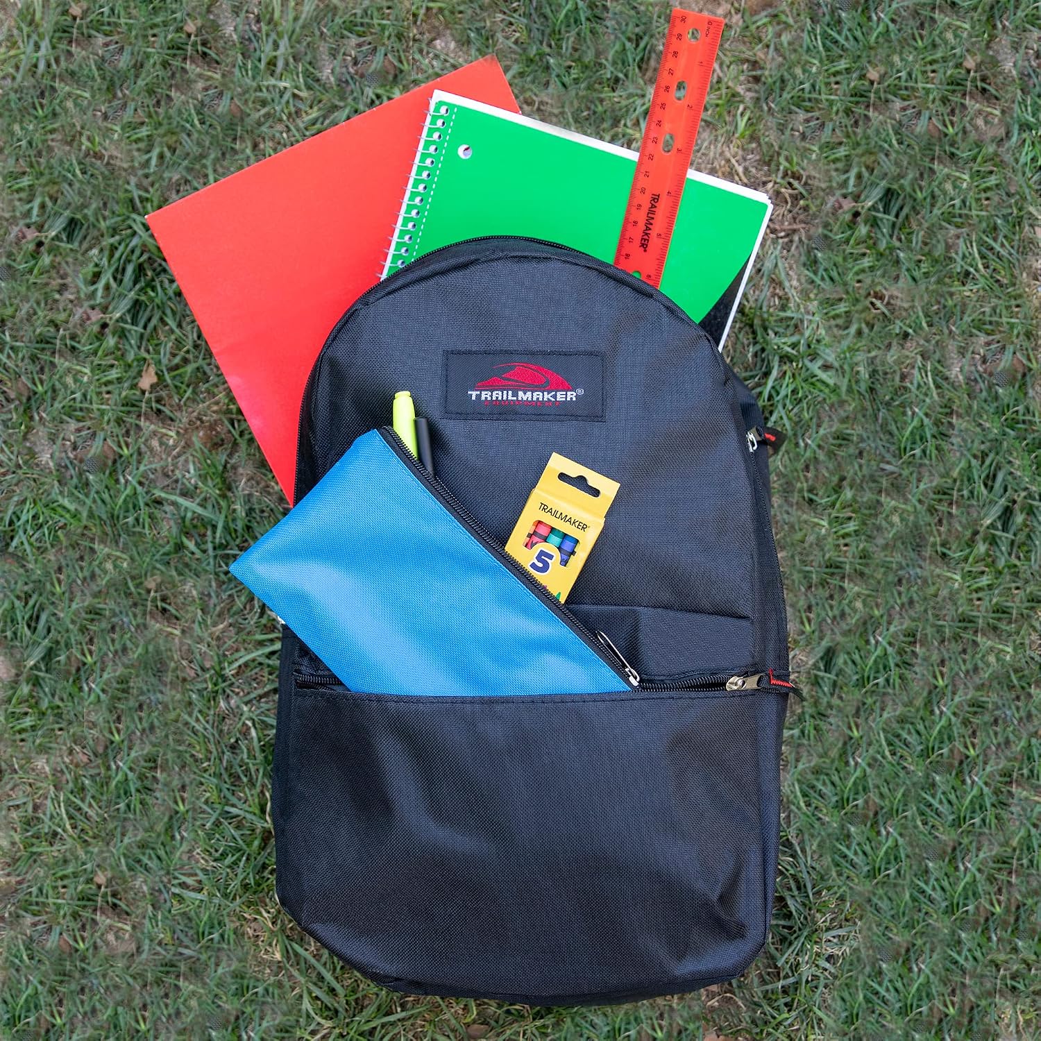 Backpack with School Supplies for Kids - 20 Piece Back to School Supplies with 17" Backpack (Black)