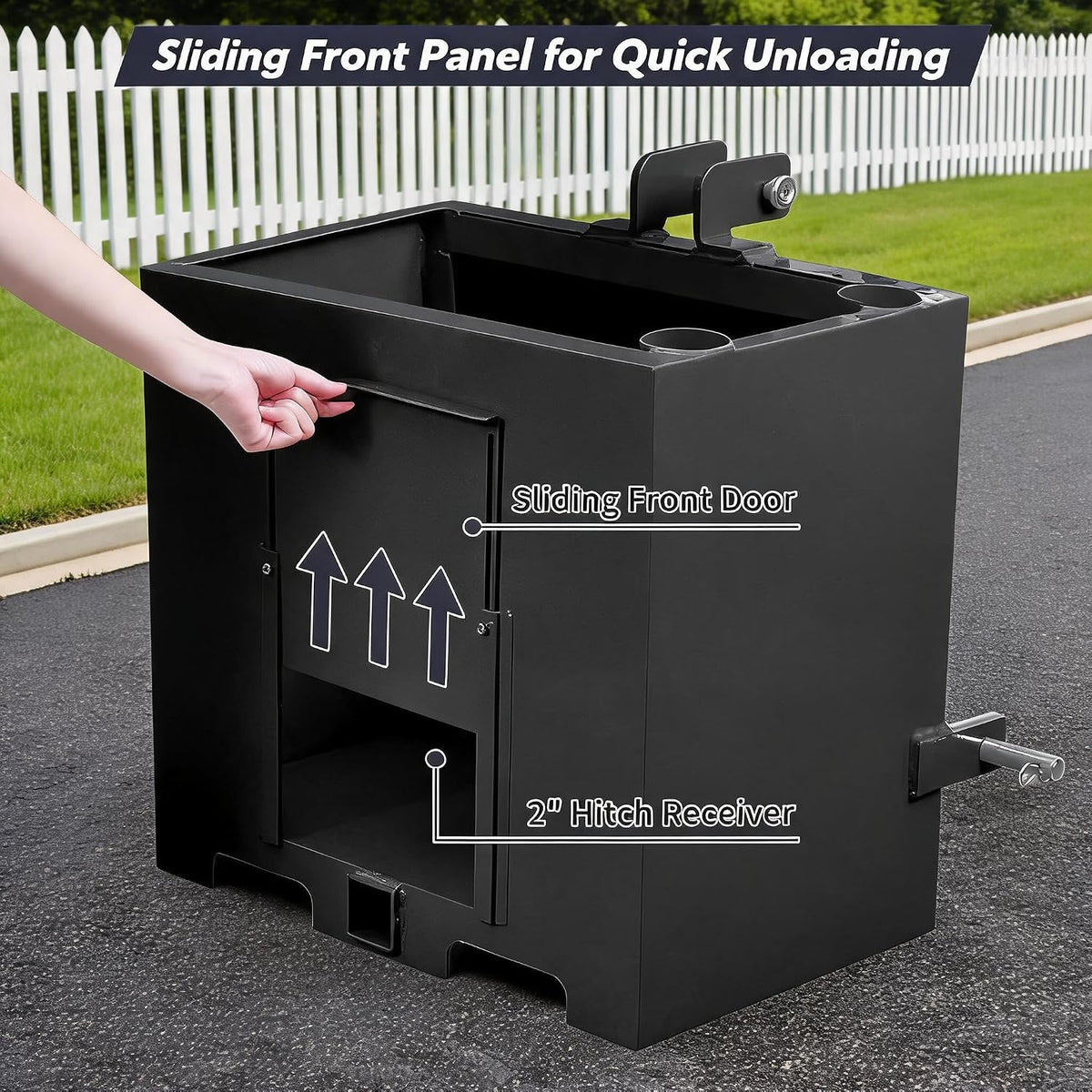 Heavy Duty 3 Point Ballast Box, 800 lbs Capacity, 5 cu.ft Steel Tractor Ballast Box Black, Fits Category 1 Tractor