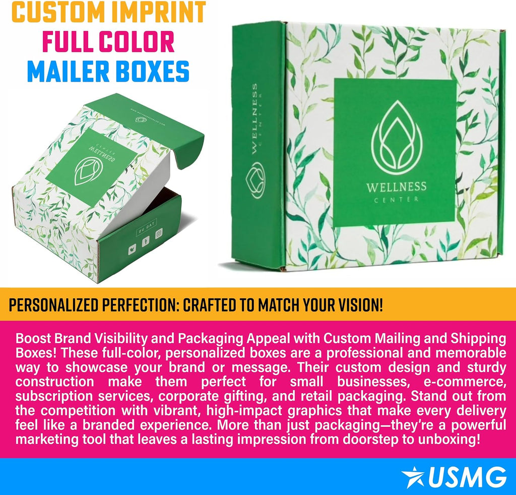 Custom Full Color Mailer Boxes 14"x10"x4" – Personalized Printed Packaging with Logo | Shipping Solutions for Small