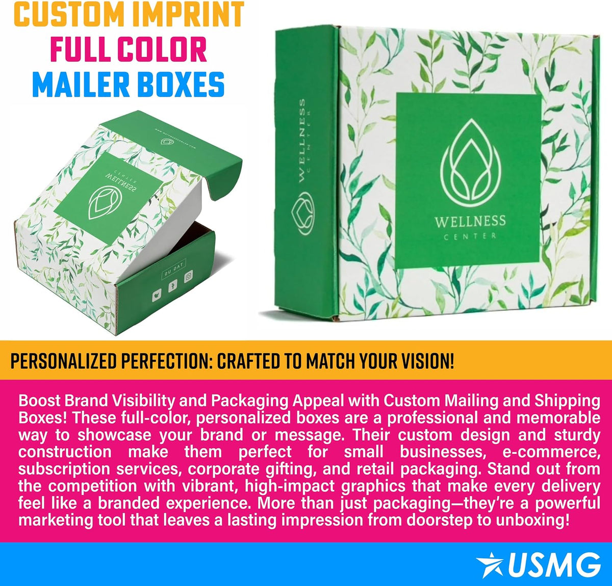 Custom Full Color Mailer Boxes 14"x10"x4" – Personalized Printed Packaging with Logo | Shipping Solutions for Small