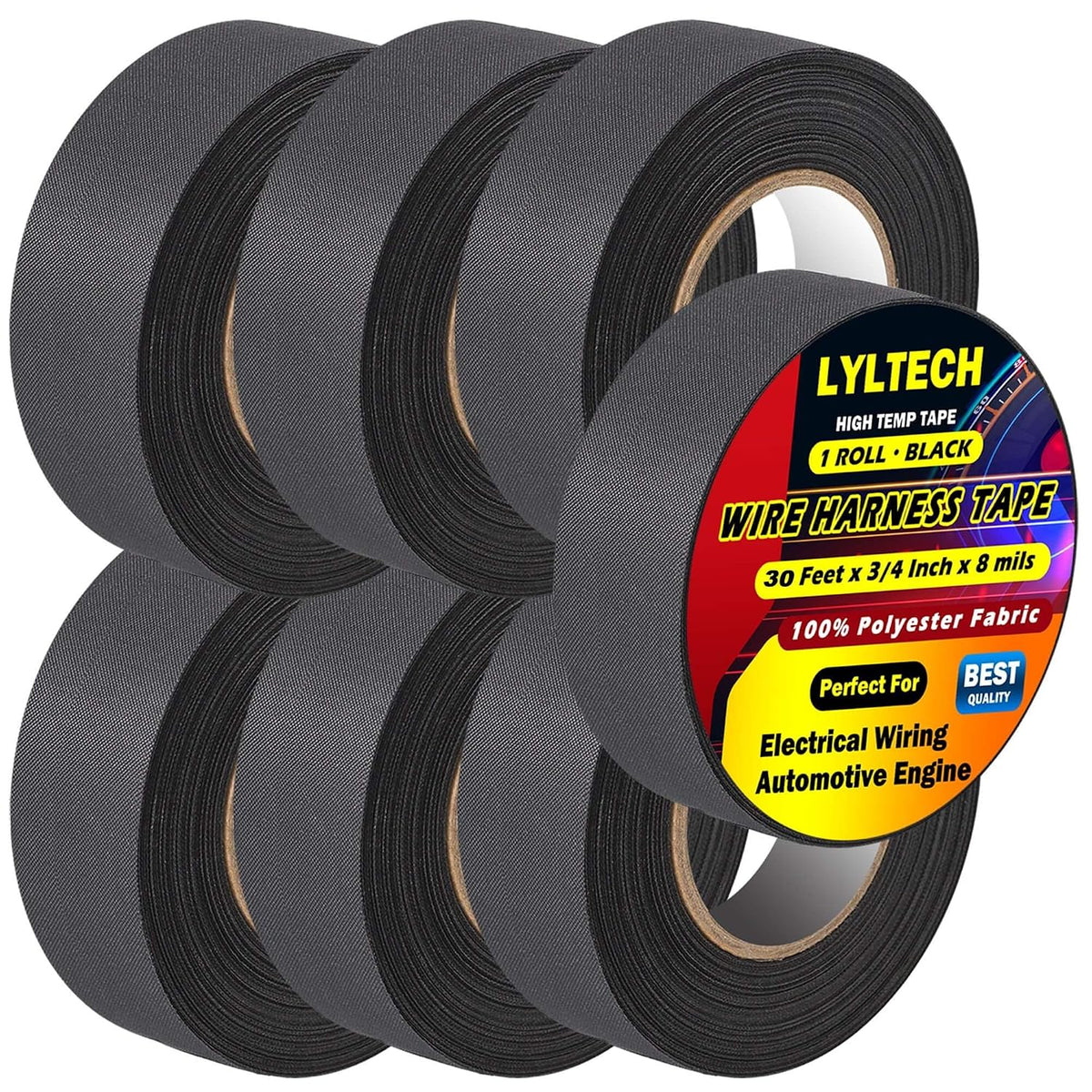 Polyester Cloth Tape for Automotive Wire Harness 7 Rolls