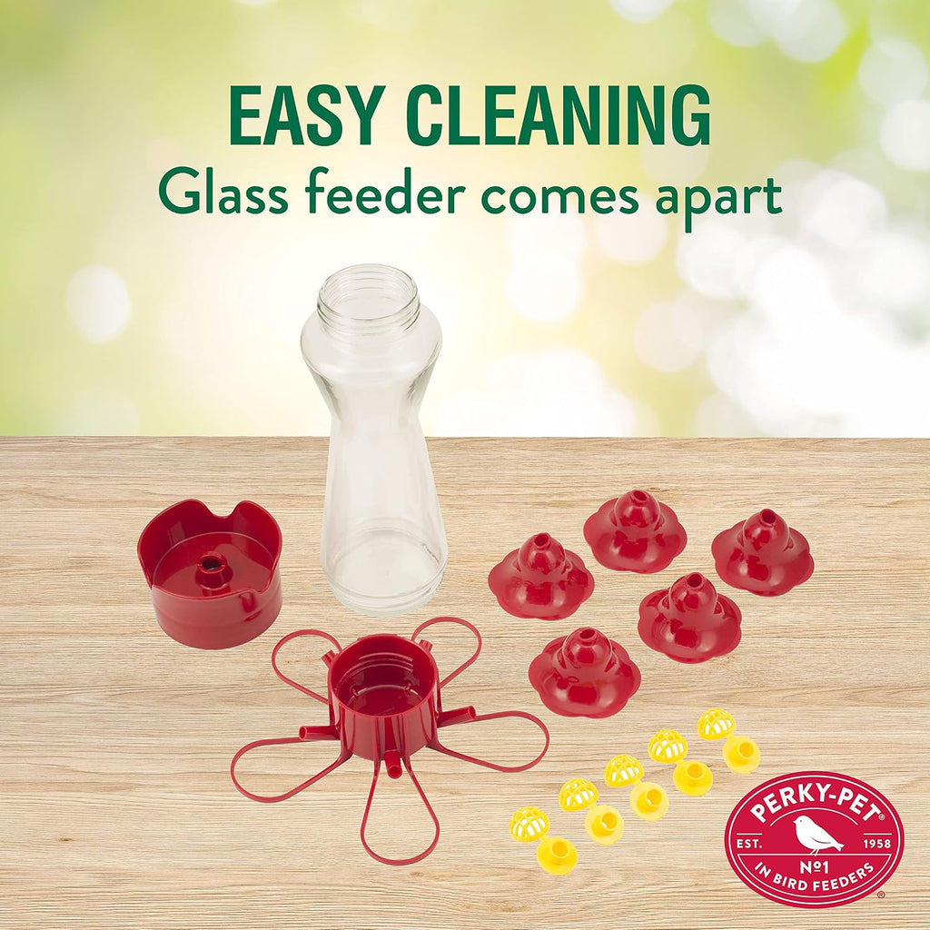 Favored Pinch-Waist Glass Hummingbird Feeder, 16 oz Capacity