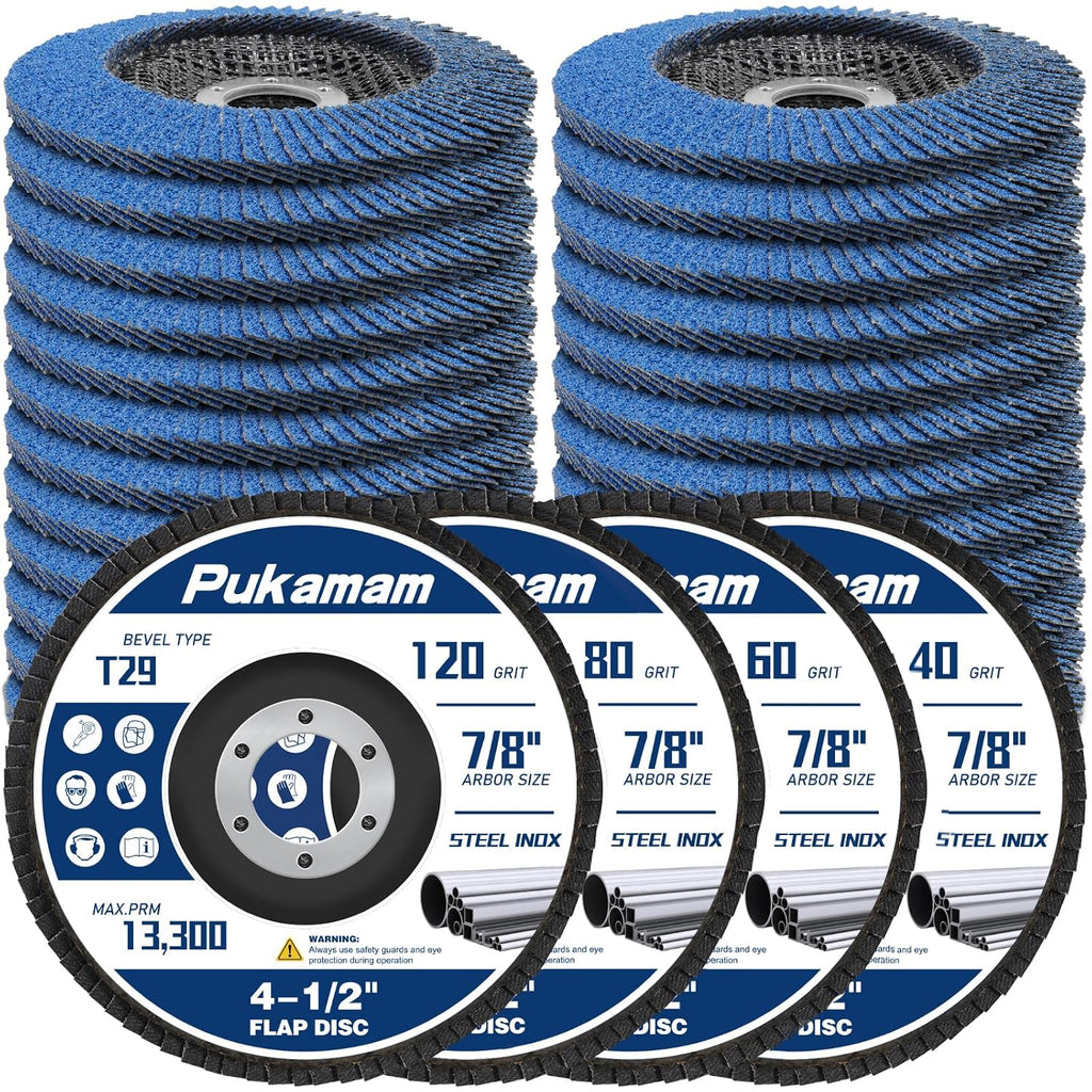 24 Pack Zirconia Flap Discs 4 1/2 for Angle Grinder 40 60 80 120 Grit