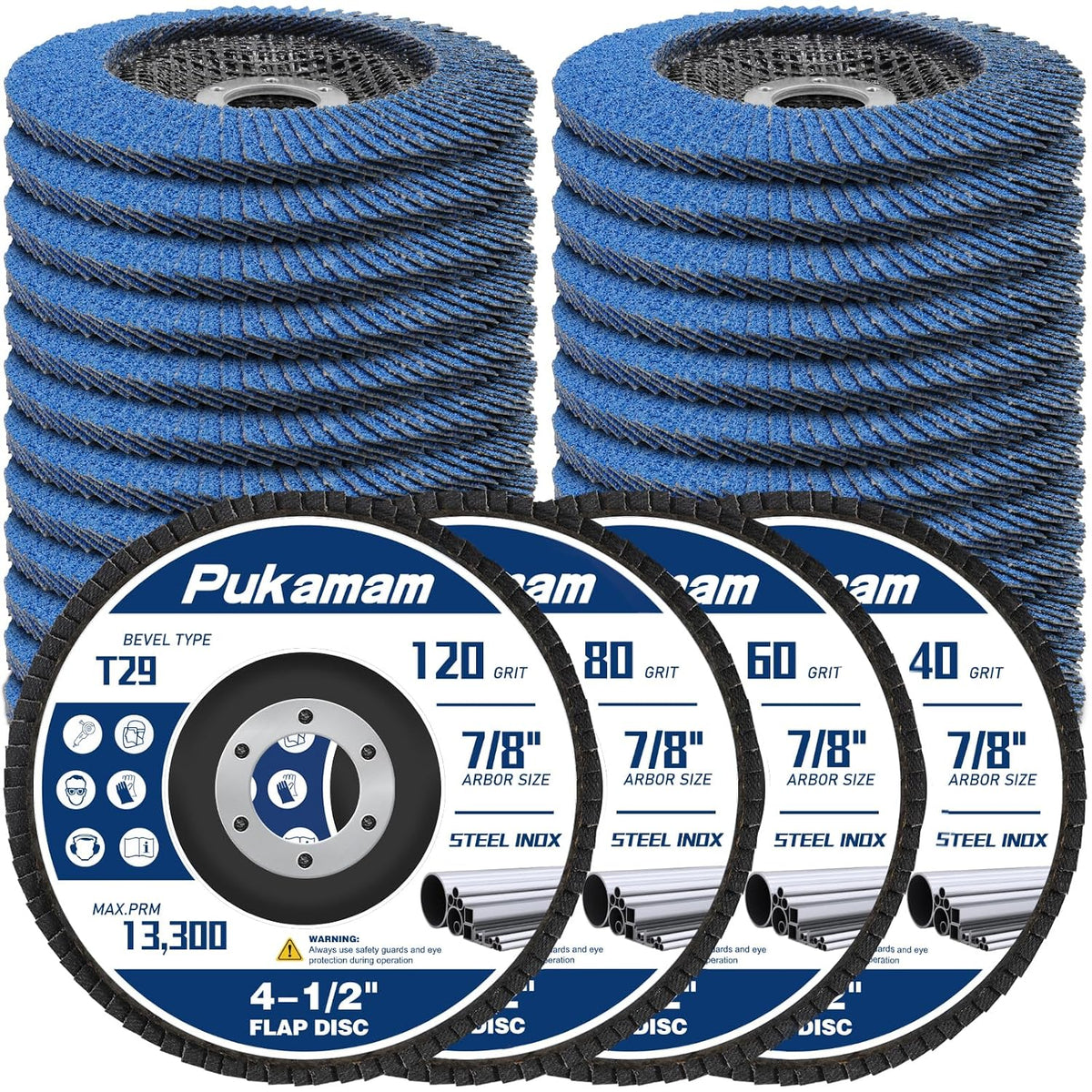 24 Pack Zirconia Flap Discs 4 1/2 for Angle Grinder 40 60 80 120 Grit