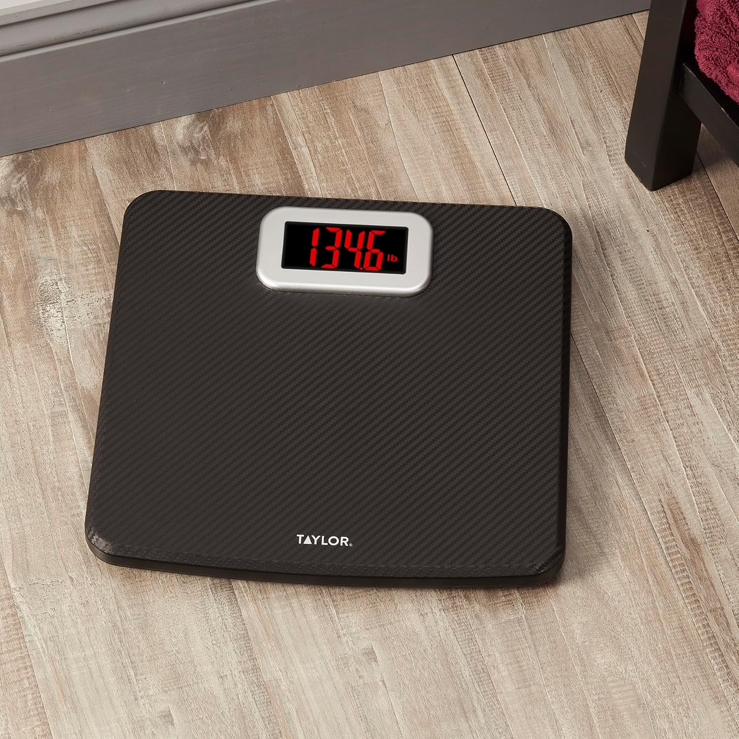 Digital Bathroom Scale, Body Weight Scale 400 LB Capacity, Carbon Fiber Anti-Slip Mat, 11.8 x 11.8 Inch Platform, Black