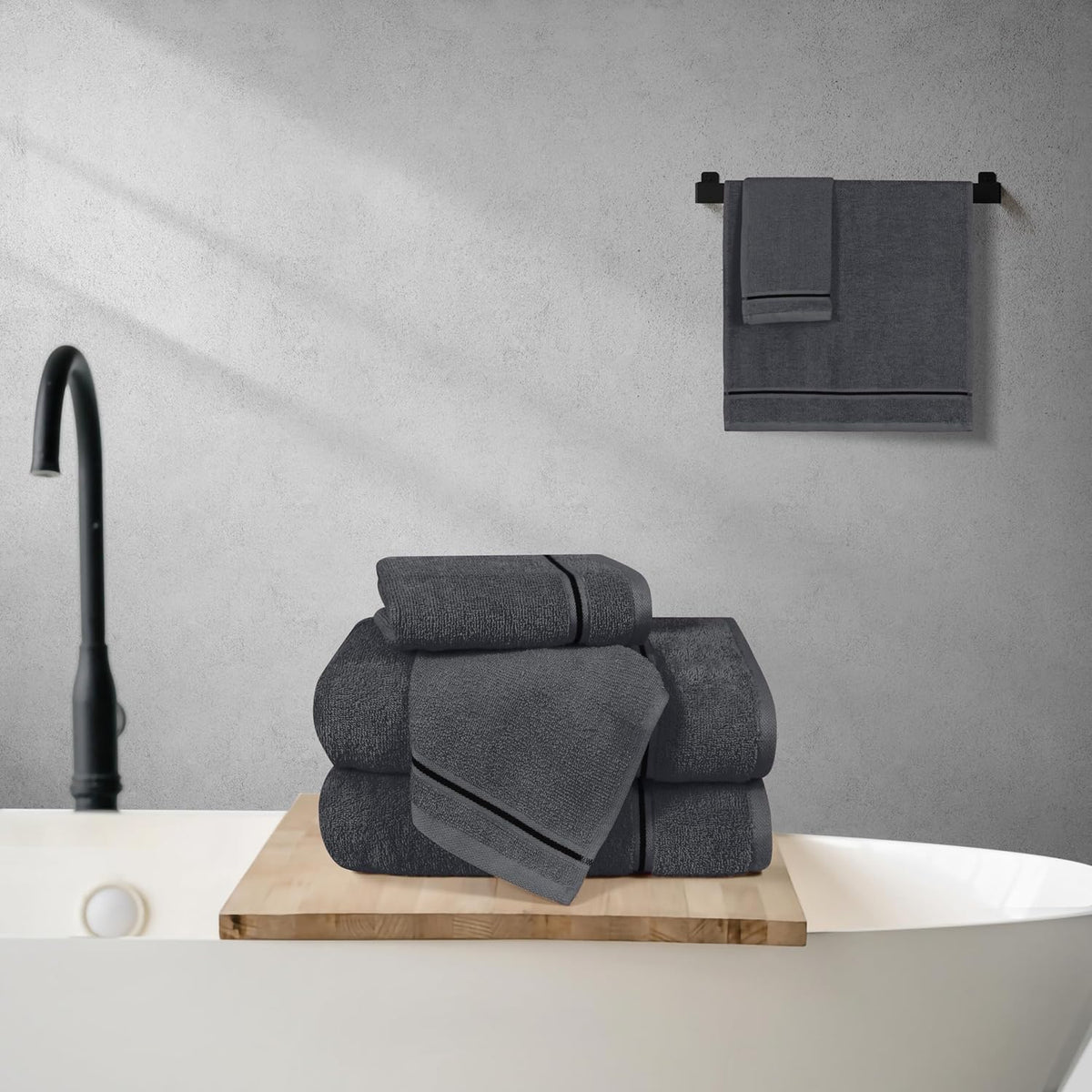 Ultra Soft 6 Pack Cotton Towel Set, Contains 2 Bath Towels 28x55 inch, 2 Hand Towels 16x24 inch & 2 Wash Coths 12x12