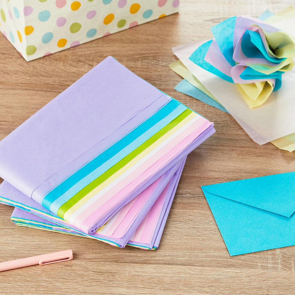 Bulk Tissue Paper for Gift Bags, 120 Sheets (Pastel, 8 Colors)