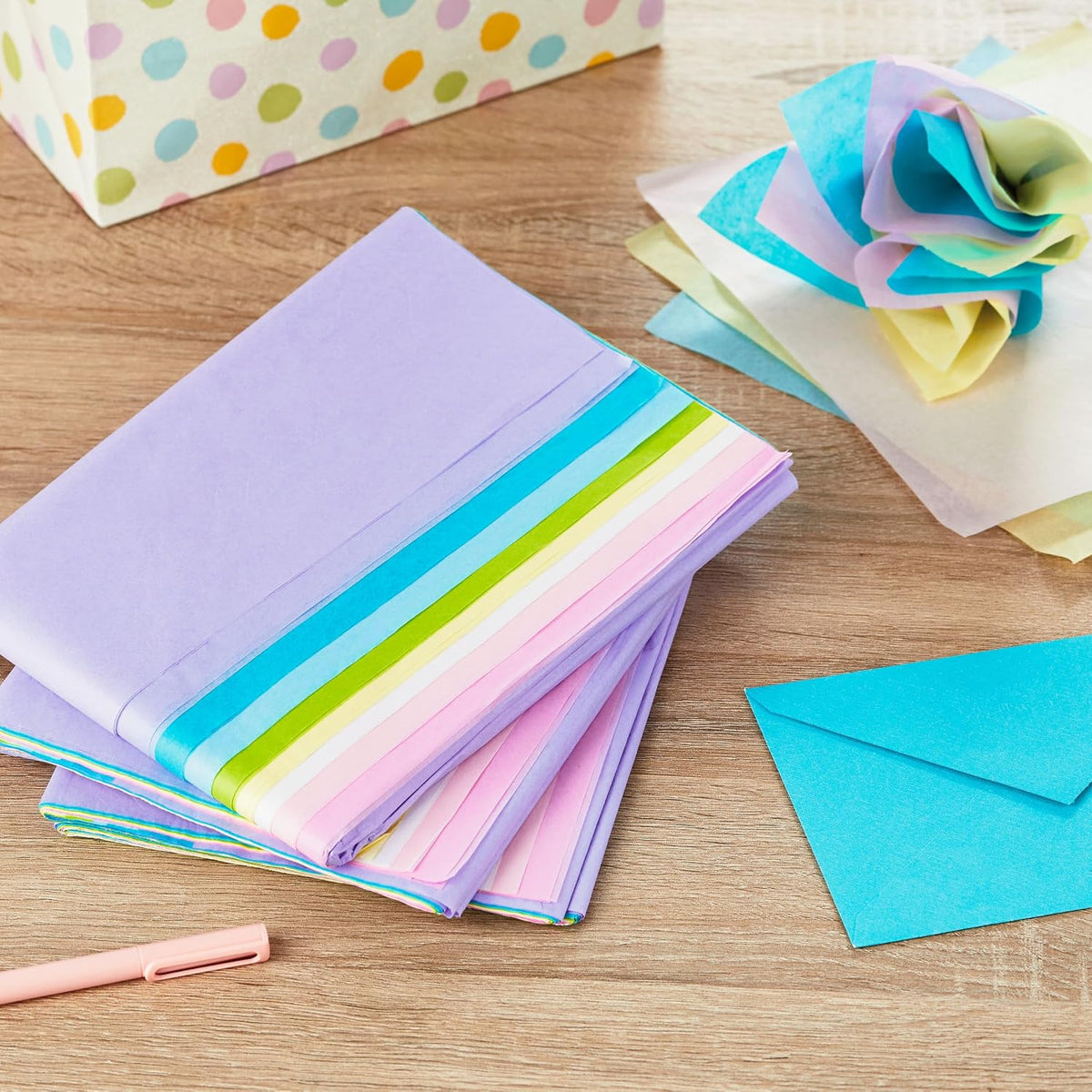 Bulk Tissue Paper for Gift Bags, 120 Sheets (Pastel, 8 Colors)