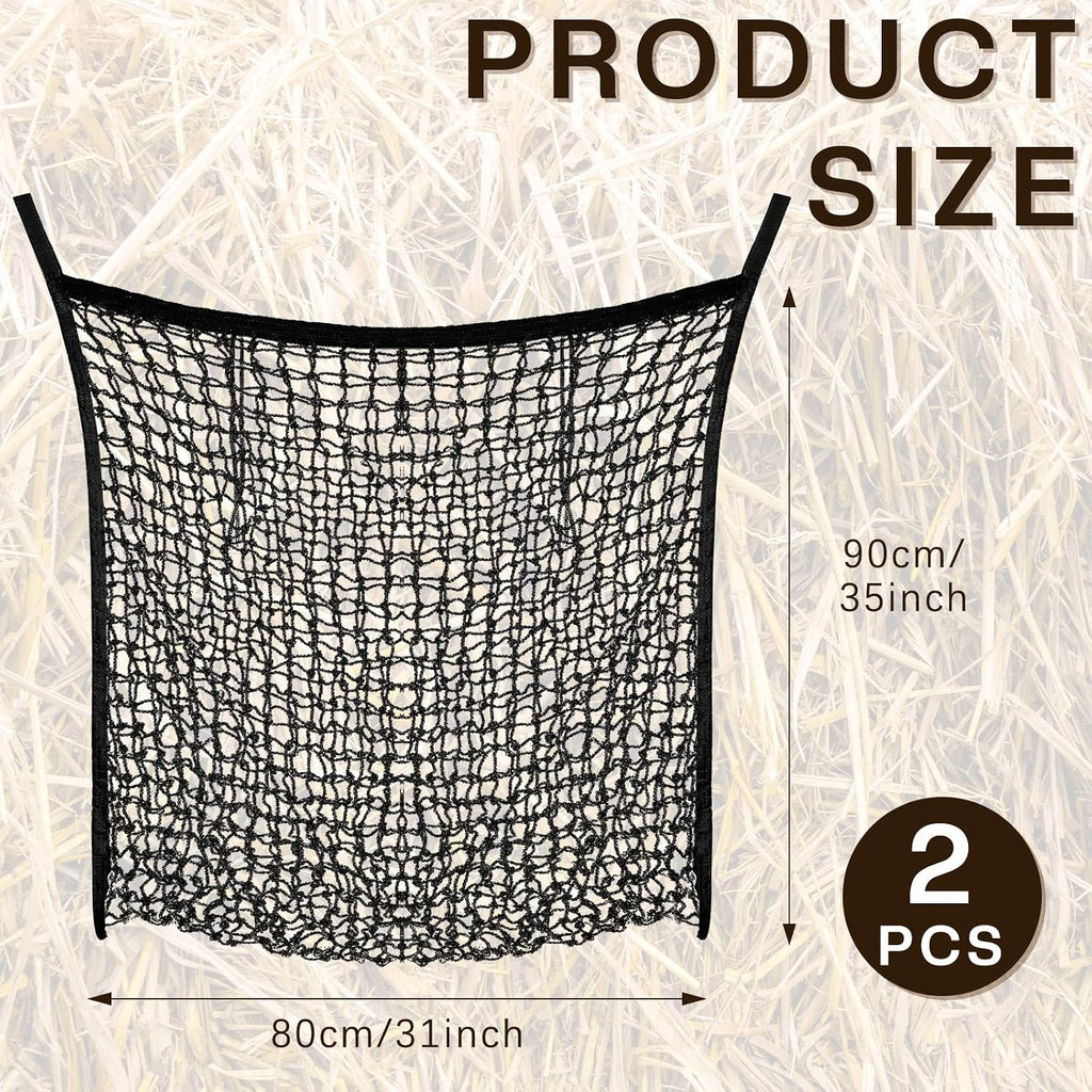 2 Pcs Slow Feed Hay Net for Horses, 35 x 31 Inch Hay Bag, Black
