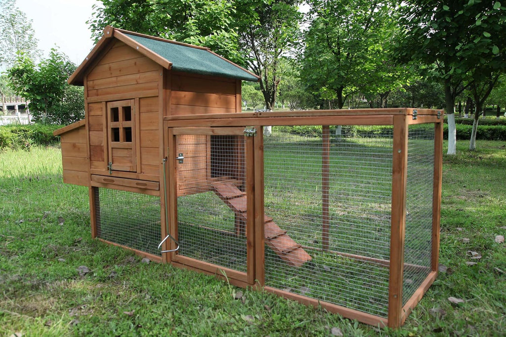 Outdoor Chicken Coop for 2-4 Chickens Wooden Hen House with Nesting Box