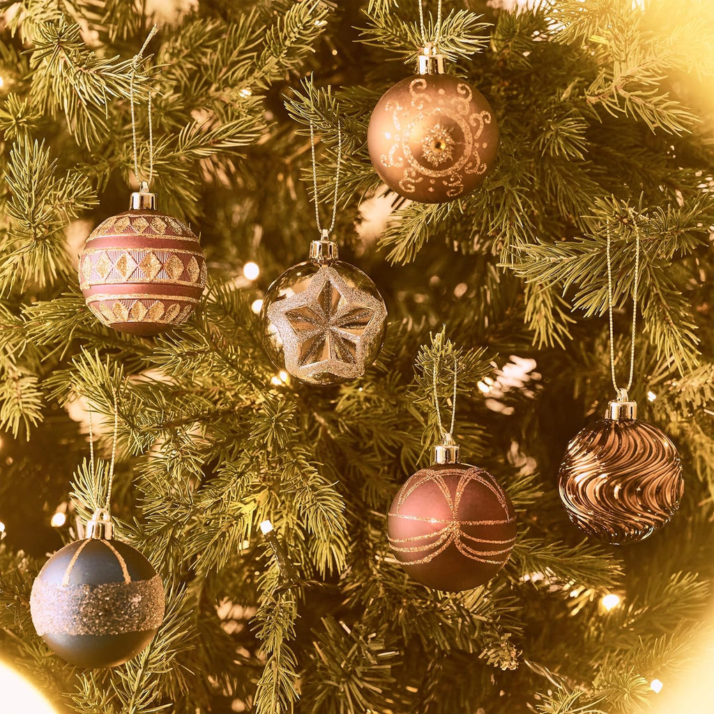 Ornaments for Christmas Tree Decorations, 16ct 2.36 Inches Red Green Blue and Gold Shatterproof Christmas Ornaments