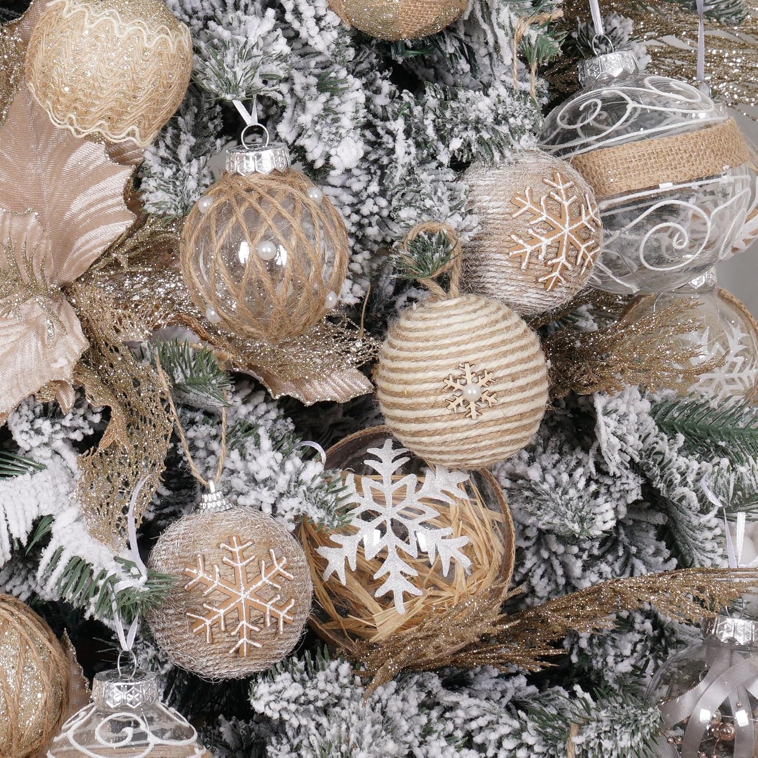 Farmhouse Christmas Ball Ornaments Set-Rustic Shatterproof Christmas Tree Decorations 12Counts,70mm/2.76", Farmhouse