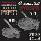 Cast Iron Heavy Duty Tortilla Press (Version 2.0). Commercial Grade Pataconera Presser. Perfect Maker for Flour or