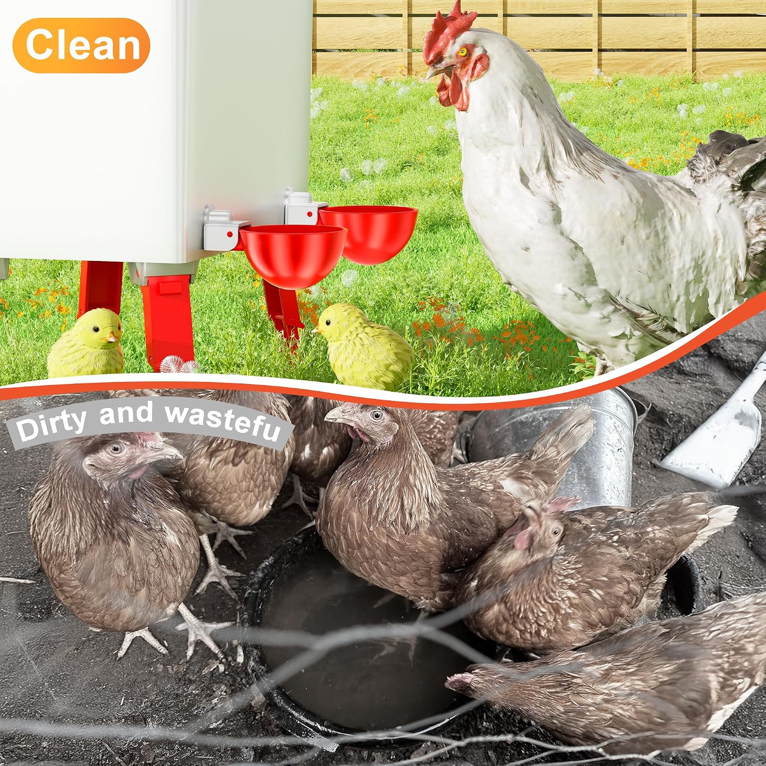 Chicken Waterer Cups, Automatic DIY Chicken Water Bowl 9 Pack | Chicken Flock Waterer Cups with 3/8'' Hole Saw for