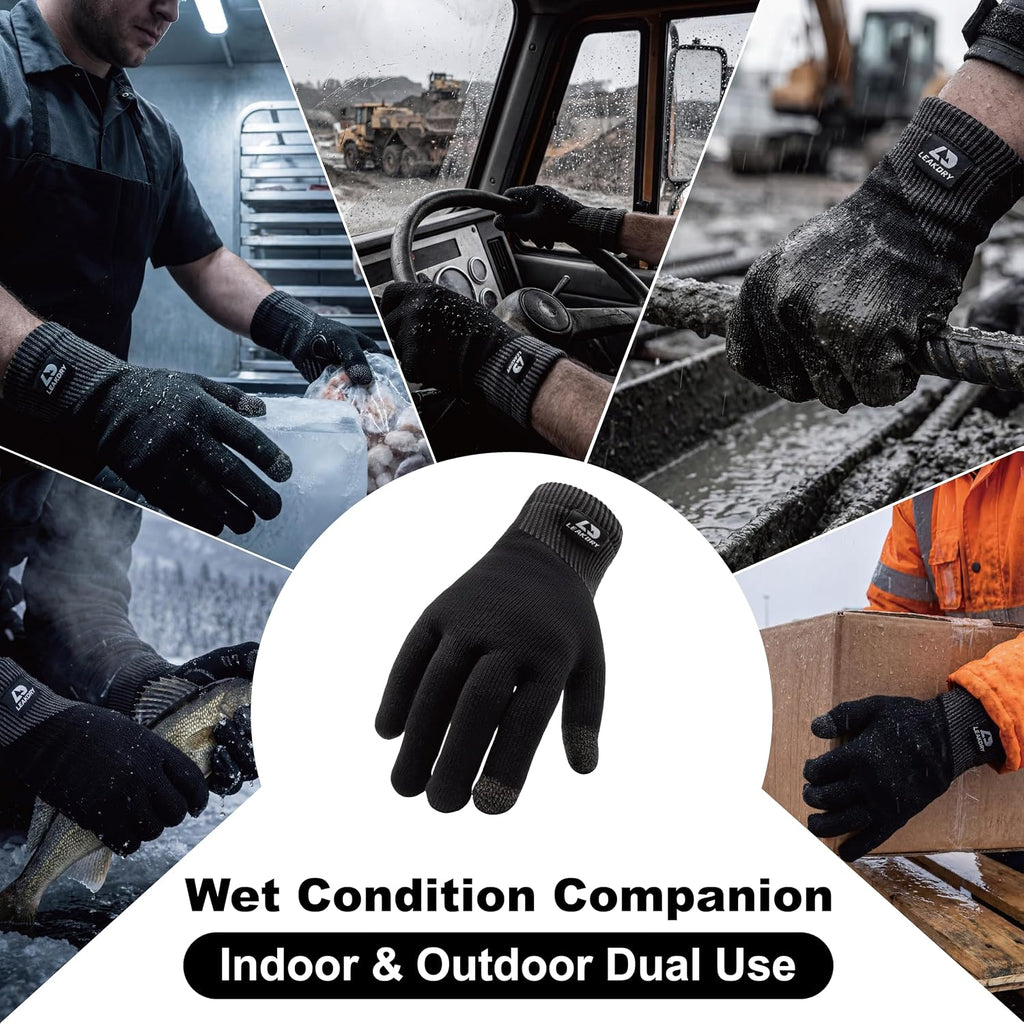 Waterproof Merino Wool Touchscreen Gloves,3-Layer Thermal Winter Gloves,Windproof for Skiing,Work