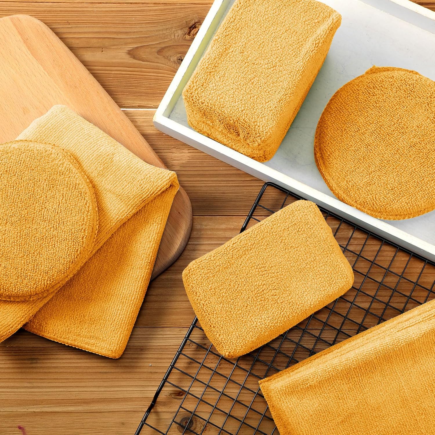 12 Pack Microfiber Applicator Pad Microfiber Sponge for Car Include Round Wax Microfiber Applicator Rectangle Car