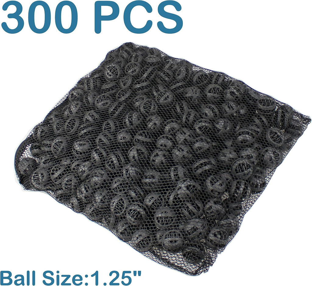 1.25” Large Bio Balls for Pond Filter Koi Pond Aquarium Fish Tank Sump Filter Media with Free Media Bag 300pcs