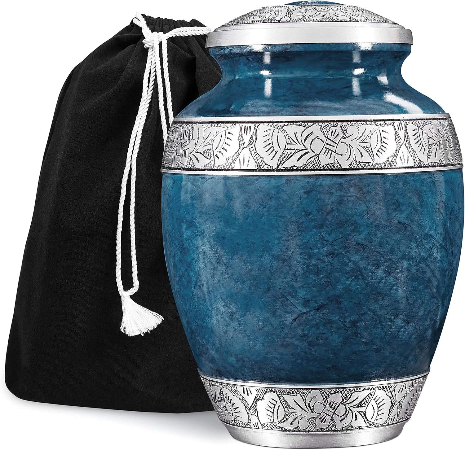 Cremation Urn for Adult Human Ashes - Funeral Memorial - (Blue - 10" x 7")