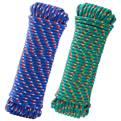 3/8 Inch 100 ft Diamond Braided Polypropylene Rope, Green&Blue