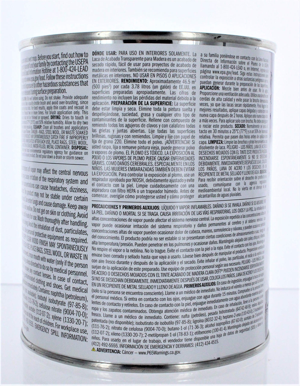 Interior Clear Wood Finish Gloss Brushing Lacquer, Quart