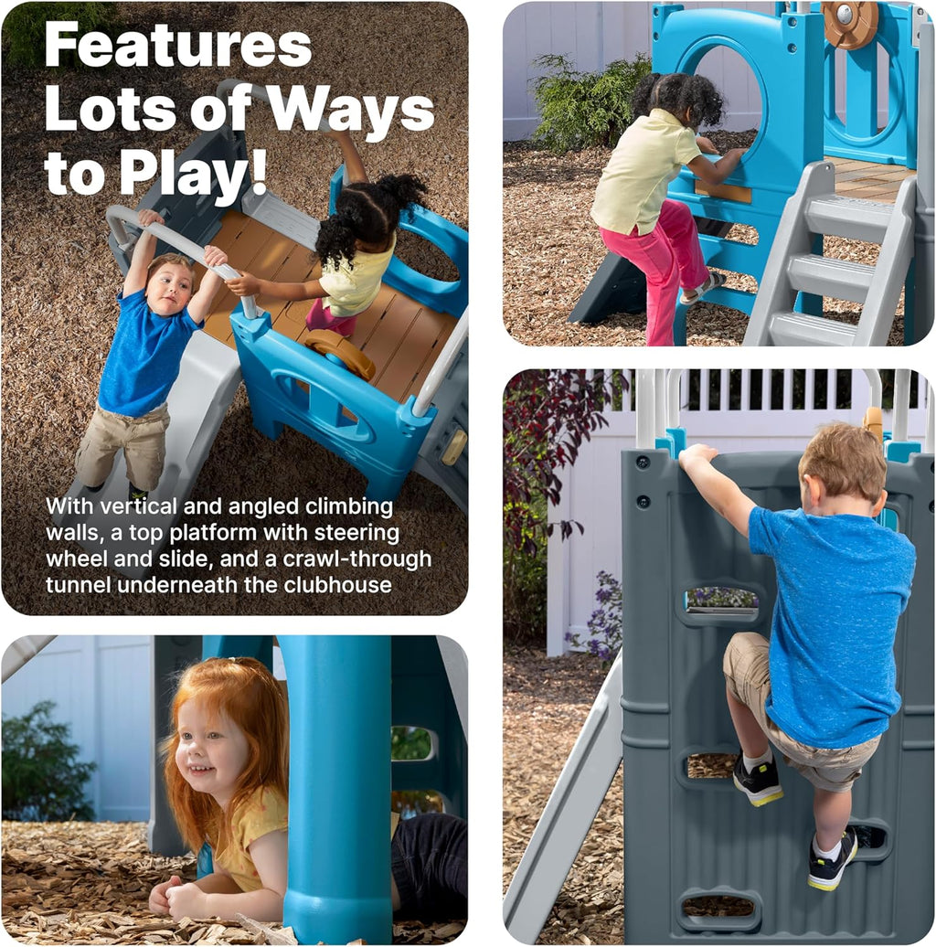 Step2 Scout & Slide Climber, Kids Outdoor Playset, Backyard Playground Set, Slide, Climbing Wall, Tunnel, Outside