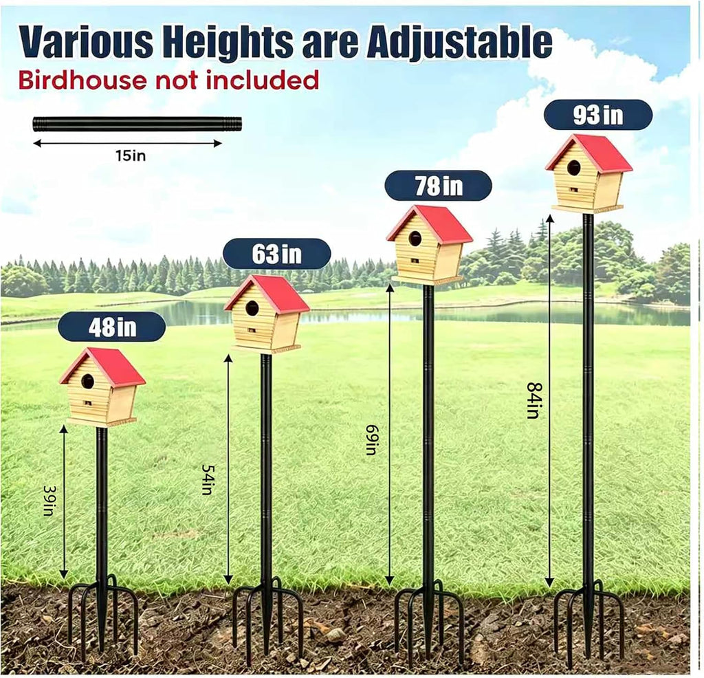 Smart Bird Feeder Pole Stand, 93 Inch Bird House Pole for Outdoors Heavy Duty Adjustable Mounting Pole for Smart Bird