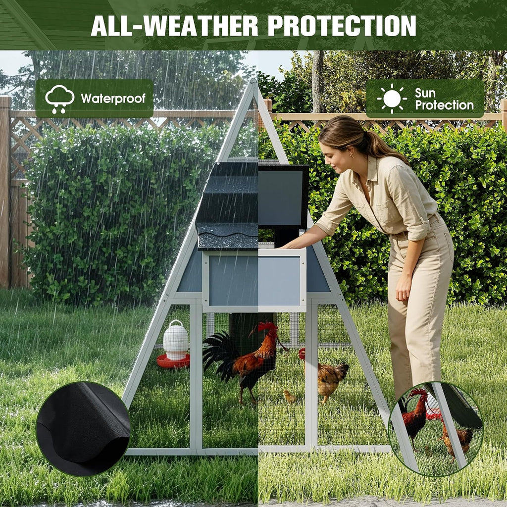 Chicken Coop Run 114" Large Walk-in Hen House with Nesting Box
